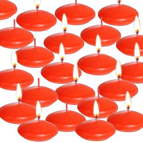 Floating Candles Centerpieces - 20 Pack 1.5 Inch Floating Candles for Centerpieces, Nice for Halloween, Christmas, Thanksgiving, New Year & More - Good for Home Decor & Centerpieces (Red)