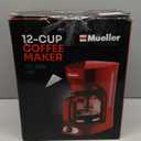 MUELLER HOME 12-Cup Red Coffee Maker - Perfect for Home or Office, Borosilicate Carafe, Auto-Off, Reusable Filter, Anti-Drip, Keep-Warm Function, Clear Water Level Window, Red Kitchen Accessories