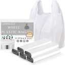 Plastic Bags, 300 Count T Shirt Bags, Plastic Bags With Handles For Shopping, Plastic Grocery Bags, Plastic Bags For Small Business (11"x 6"x 21"), Recyclable White Plastic Bag