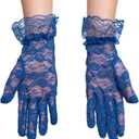 3 x ALVOGIMOR Lace Gloves for Women Wedding Tea Party, Evening Short Courtesy Gloves for Opera,1920s Party,Costume Accessory (Blue)