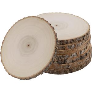 Sancodee 8 Pcs Large Unfinished Wood Slices, 8-9 Inches Wood Slabs for Centerpieces Natural Wooden Circle, DIY Wood Centerpieces for Tables Wedding Party Door Sign Decor