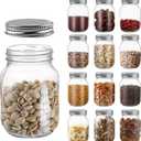 Novelinks 16 OZ Clear Plastic Mason Jars with Airtight Lids - Silver (12 PACK) for Kitchen & Household Storage