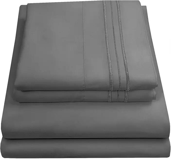 Full Size Sheet Sets - Breathable Luxury Sheets with Full Elastic & Secure Corner Straps Built In - 1800 Supreme Collection Extra Soft Deep Pocket Bedding Set, Sheet Set, Full, Gray OEKO-TEX STANDARD 100