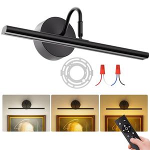 Denlead Picture Light Hard-Wired 16.5" Wall Lights for Pictures with Remote, Dimmable 3CCT Light Over Picture Frame, Gallery Art Poster Light for Artwork, 2700K-6500K Warm Nature White, 15W, 1200LM