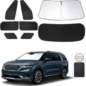 TINGLU Window Shades for Kia Carnival 2022-2026 8PCS Accessories Car Side Full Windows Rear Triangular Windshield Sun Shade Sun UV Rays & Privacy Protection for Camping,Napping,and Relaxing
