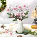6 Pcs 14 Inch Christmas Tree Picks Velvet Christmas Ornaments Spheres Ball Pick Velvet Xmas Tree Branches Hanging Decoration Wreath Home Office Party Ornament(Pink,White)