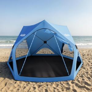Acacia Beach Tent Sun Shelter | 4-Person Portable Camping Tent with UPF 50+ Protection | Easy Setup Pop up Sun Shade | 10×10ft Privacy Sunshade for Camping & Backyard, 9.5 ft x 9.5 ft x 4.3 ft