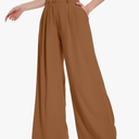FUNYYZO Women Palazzo Pants High Elastic Waisted Business Work Long Trousers Wide Leg Loose Casual Pants, Size -XL