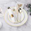 100 Pack Pre Rolled Gold Plastic Silverware Set, Disposable Wrapped Cutlery Set with 100 Napkins, 100 Knives, 100 Forks and 100 Spoons for Party, Birthday