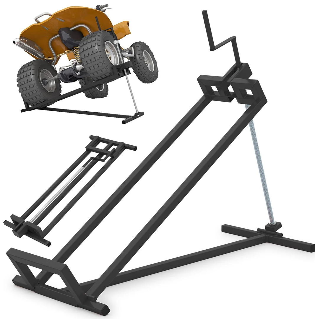 Adjustable Lawn Mower Lift for Riding Tractors, 800 lbs Capacity, 45° Tilt, Universal Lift for Lawn Tractors, Ride-On Mowers, and Cleaning (Black)
