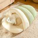 Cat Bed - Cat Cave Bed for Indoor Cats and Small Dogs, Cute Slipper Cat Cave Bed Cat House, Cozy & Soft Plush, Anti-Slip &Durable, Washable for Kittens and Puppies Under 15 lbs (24"x16", M, Green)