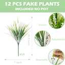 Outdoor Faux Plants, 12 Pcs Fake Plant UV Resistant Monkey Grass Lavender Flowers, Artificial Greenery Shrubs Bush for Outside Planter Patio Garden Front Porch Door Yard Spring Summer Decor, White