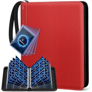 Mlikero Trading Card Binder, 9 Pocket Card Binder with Card Display Design, 720 Double Sided Pocket Collection Card Albums Fit for MTG, TCG, and Sports Cards(Red)