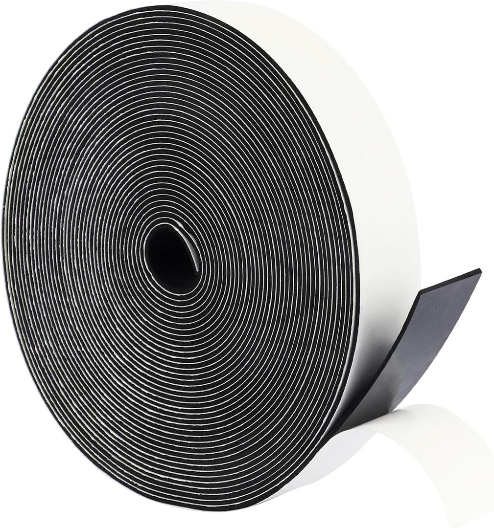 Yotache Foam Strips Adhesive 1" x1/16, Close Cell Foam Rubber Weather Stripping Tape Seal for Doors Insulation, Total 33 Feet Long