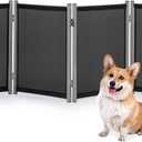 RANTILA 4 Panel Indoor Foldable Dog Fence Freestanding Dog Gate for Stairs, Hallways, or Doorways for Small Dogs- 68 X 24 Inch, Black, Need Assembly