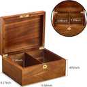 Wood Box Large Decorative Acacia Wooden Storage Hand-Crafted box Hinged Lid Locking Key Removable and Divider Premium Keepsake Memory Chest Gift Boxes 11 X 8.5 X 5 Inches for Jewelry Photos Valuables