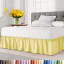 Wrap Around Dust Ruffle Bed Skirt - Yellow - for Queen Size Beds with 21 Inch Drop - Easy Fit Elastic Strap - Adjustable Pleated Bedskirt w/Brushed Fabric Wrinkle Free - for Women, Men, Kids & Teens