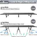 Adjustable Camping Cot for Adults – Ultralight Folding Bed, Heavy Duty 330lbs, Portable Outdoor Backpacking Cot for Camping, Hiking, Travel, Tent, Beach, Truck, Office Nap, Black