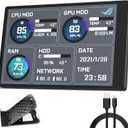 WOWNOVA English Version Computer Temp Monitor, ARGB PC Case Display, IPS USB Mini Screen, CPU RAM HDD Data Monitor (Black)