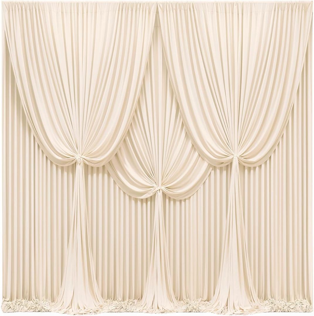 24x10FT Champagne Backdrop Curtains for Wedding Parties, Wrinkle Free Polyester Photography Backdrop Drapes for Wedding Baby Shower Birthday Parties Stage Background Stand Decorations 4x10ft,6 Panels, W4' X H10'