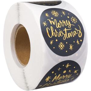 500 Pieces Merry Christmas Stickers Labels Roll, Round Christmas Tags Envelope Adhesive Xmas Decorative Envelope Seals Stickers for Stocking Stuffers