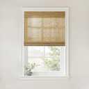 TWOPAGES Natural Woven Bamboo No Drill Roman Shades for Indoor Windows Natural Texture, Made to Order, Cordless Lift System, Privacy Protection, Easy Installation, Lay Collection Blinds 26