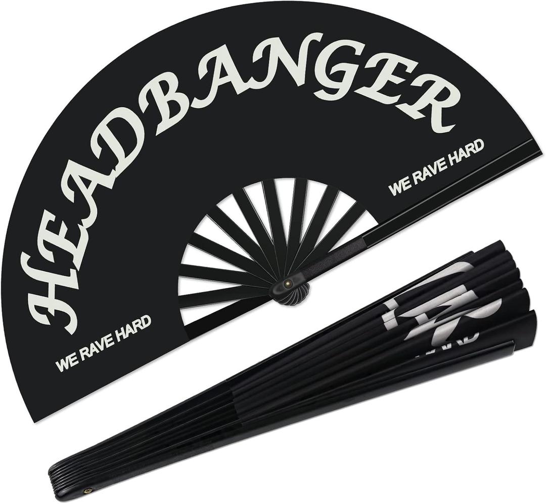 3 x Large Rave Folding Clack Handheld Fan for Men/Women Beach Vacation Essentials Hand Fan for Dance Music Festival Party, Performance, Decorations,Cool Stuff,Beach Vacation Clothes for Women
