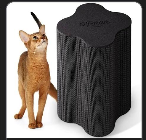 ORNAN Art Cat Scratching Post – Black,Four Leaf Clover Shape,Environmentally Friendly Corrugated Paper,Simple Design – for All Cats,Vertical Cat Scratching Board,Protecting Furniture Cat Scratch Pad.