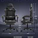 LUCKRACER Gaming Chair with Footrest, Pocket Spring Seat, 90°-135° Reclining Computer Chair with Linkage Armrests, Lumbar Support, Height Adjustment, SGS-Tested Gas Lift, 330 lbs Capacity, Black