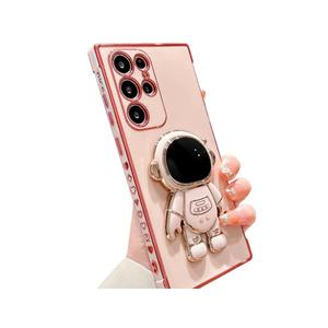 BANAILOA Compatible with Samsung Galaxy S23 Ultra Case Cute,Luxury Plating 3D Astronaut Case with Stand Soft TPU Protective Girly Case Desinged for Galaxy S23 Ultra(6.8 inch) -Astronaut Pink
