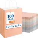 SUNEE Gift Bags with Handles 8x4.3x10.7, 100 Pcs Paper Gift Bags Medium Size Bulk, Muted Color for Wedding, Birthday, Party Supplies and Celebrations