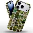 Case Compatible with iPhone 17 Pro,Scratch Resistant Hybrid 2-Layer Hard Shell Phone Case,Pickle Dill Collage Green