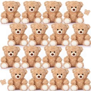 Silipull 16 Pieces 8 Inch Bear Stuffed Animal Bulk for Soft Stuffed Bear Plush Toys Party Favors Animal Decorations for Birthday Baby Shower Valentine's Day Party Gifts Supplies
