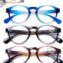 AQWANO Bifocal Reading Glasses for Men Blue Light Blocking Computer Bifocal Readers Women Stylish Ultra-Thin Frames Designer Lightweight Comfort, 3 PACK 2.5