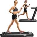 Goplus 2 in 1 Folding Treadmill, 2.25HP Electric Under Desk Treadmill W/LED Display, Blue Tooth Speaker, APP & Remote Control, Phone Holder, Walking Running Machine for Home Office Gym