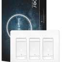 MOES 3 Way Smart Star Ring Dimmer Switch, 2.4GHz WiFi Dimmable Light Switch,Neutral Wire Required, Smart Life APP Remote Control, Works with Alexa & Google Assistant, Timer & Schedule White 3 Gang