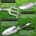 3 PCS Heavy Duty Aluminum Gardening Tool Set for Men & Women Including Hand Shovel, Hand Rake & Transplanter Trowel with Soft Rubberized Non-Slip Ergonomic Handle