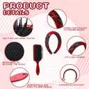 Vesici Vesici 6 Set Valentine Tartan Gift Bulk for Women Plaid Headbands Bulk Valentine Head Spa Set Tartan Hair Brush with Plastic Bags Labels Items Accessory for Spa Party Salon Makeup