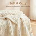 Amlie Home Chunky Knit Throw Blanket for Couch, Soft Chenille Handmade Crochet Throw Rope Knot Blanket for Children, 40"x50", Ivory