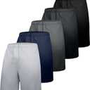 5 Pack Men's Workout Shorts Performance Dry Fit Athletic Gym 7 inch Inseam Lightweight Shorts with Pockets (Medium, Light Gray/Medium Gray/Carbon Gray/Blue/Black)