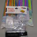 Set of Straws (200) and Plastic Cutlery (16 spoons, 16 forks, 16 knives)