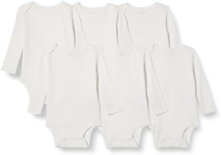 Amazon Essentials Unisex Babies' Long-Sleeve Cotton Bodysuits, Pack of 6, 12 M