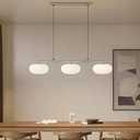 LIGHTLAND 3 Lights Wabi-Sabi Style Island Light, Modern Island Lamp, Metal and Glass Pendant Light for Dining Room Kitchen Island, Chrome, 39.3 Inch