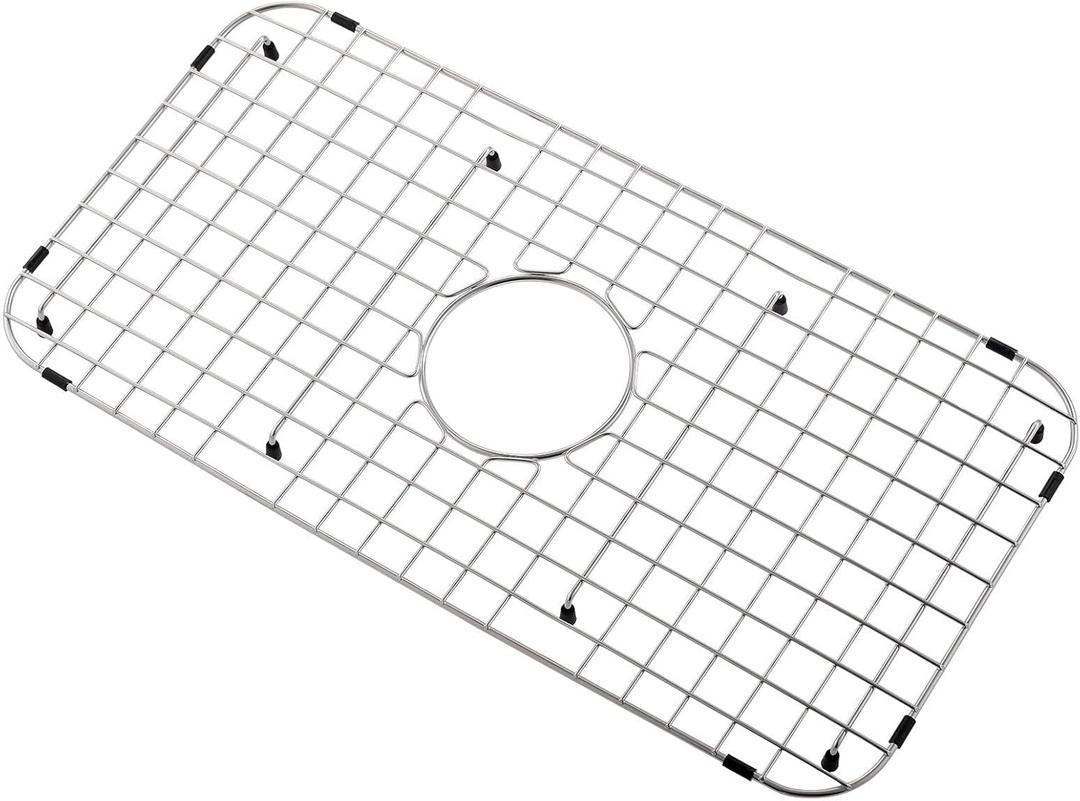 APPASO Stainless Steel Sink Protectors, 25-1/8" x 12-7/8", Center Drain Sink Bottom Grid, Sink Mats and Sink Racks for Bottom of Kitchen Sink