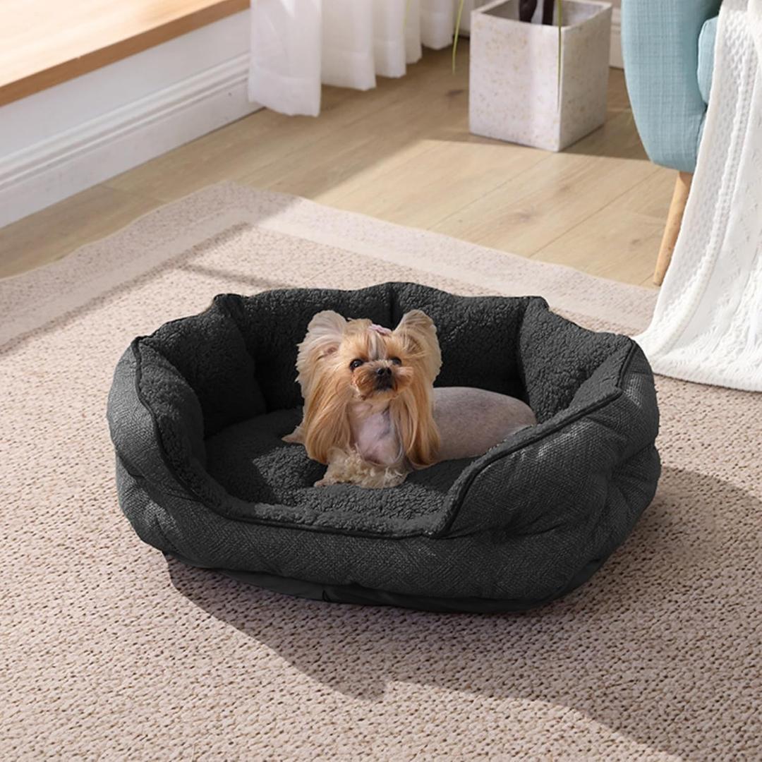 Arlee Cozy Orthopedic Memory Foam Dog Bed - Premium, Durable, Washable, and Easy to Clean Fabric, Pet Bed for Small and Medium Pets, Ultimate Comfort & Style, Oval - Black(S)