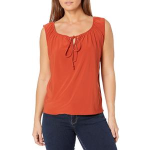 Star Vixen Women's Sleeveless Peasant Top with Tie Neck PS