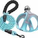 haapaw Dog Harness with Leash Set, No Pull Adjustable Reflective Step-in Puppy Harness with Thickened Padded Vest for Extra-Small/Small Medium Dogs (Grey / Blue)