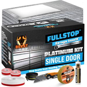 BEEST FULLSTOP Garage Door Insulation Kit - 8x8 & 8x7 ft Single Garage Door Insulation Panels - 8 Pre-Cut 24x48 Foam-Core Panels w/ Tape, Cutter & Squeegee - Improve Garage Comfort Year-Round