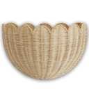 Scalloped Wicker Wall Basket - Rattan Hanging Storage Organizer, Decorative Basket for Nursery, Bathroom, Front Door, Perfect for Flowers, Mail, Toys