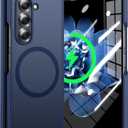 Magnetic for Samsung Galaxy Z Fold 6 Case Compatible with MagSafe [Fast Wireless Charging][Anti-Fingerprint][Military Shockproof] Translucent Matte Silicone Bumper for Z Fold 6 Phone Case, Blue